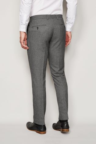 Grey Textured Suit Trousers